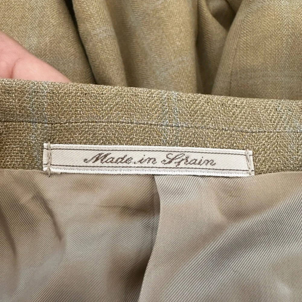 Ermenegildo Zegna Tan and Blue Dapper Old Money Silk and Wool Blend Blazer (44R)